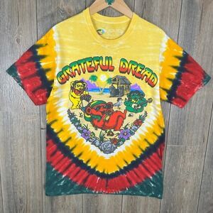 Liquid Blue Grateful Dead Tie Dye T-Shirt Grateful Dread Rasta Graphic Tee M
